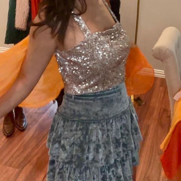 Aerie Women's Mint Green Crushed Velvet Skirt - Picture 5 of 6